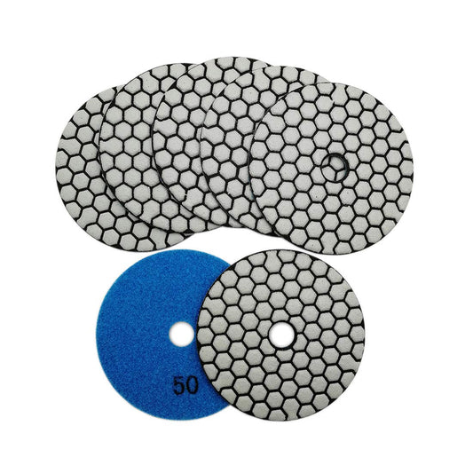 SHDIATOOL Dry Diamond Polishing Pads 7pcs Grit 50 for Granite Concrete Marble Dia 4 Inch/100MM