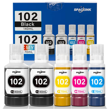 Ink 102 Multipack compatible for Epson ET-2850 ET-4750 ET-4850 ET-2750 ET-2856 ET-3850 ET-4856 ET-15000 ET-3750 ET-2700 ET-3700 ET-2751 ET-2756 ET-2851 Printer (2Black, C, M, Yellow)