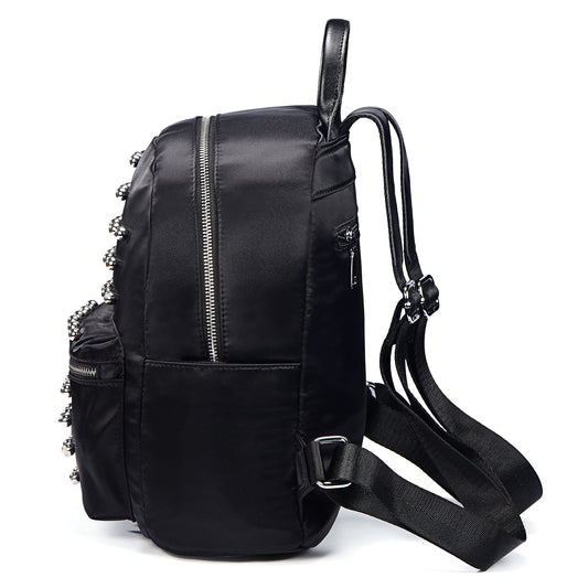 DonDon Women's Backpack Faux Leather Studs Round Black