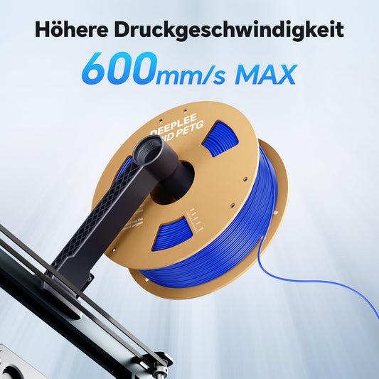 DEEPLEE Rapid PETG Filament 1.75mm, High Speed 3D Printer Filament up to 600mm/s, Precision +/- 0.02mm for most FDM 3D printers, Yellow Orange Blue Green 4KG
