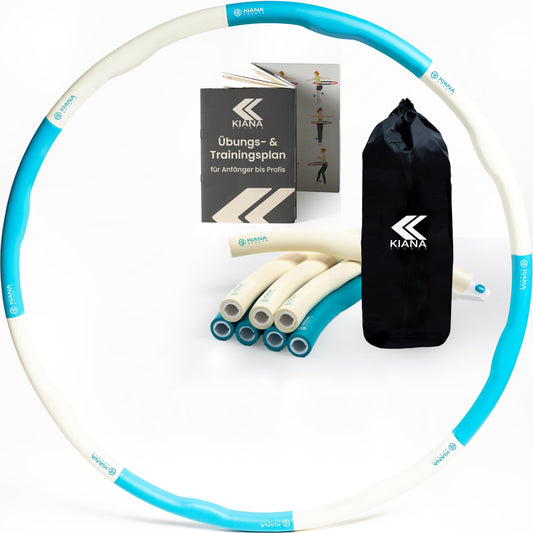 KIANA SPORTS® Hula Hoop Hoop Adult [1.2 & 1.5 kg] - with bag & workout plan - fitness hoop for weight loss - gymnastics hoop with waves - developed in Germany