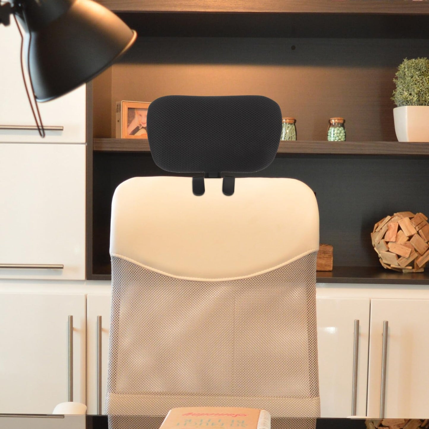 Yardwe headrest attachment for office chair. Universal head and neck support cushion. Attachable headrest for office computer chair.