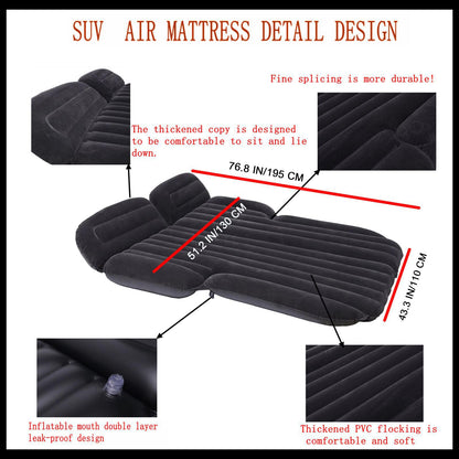 Icelus Car Mattress, 195 * 130 * 15 cm SUV Car Inflatable Mattress Air Mattress Trunk with Air Pump, Car Rear Seat Thicker Combo Bed for Travel Camping Outdoor