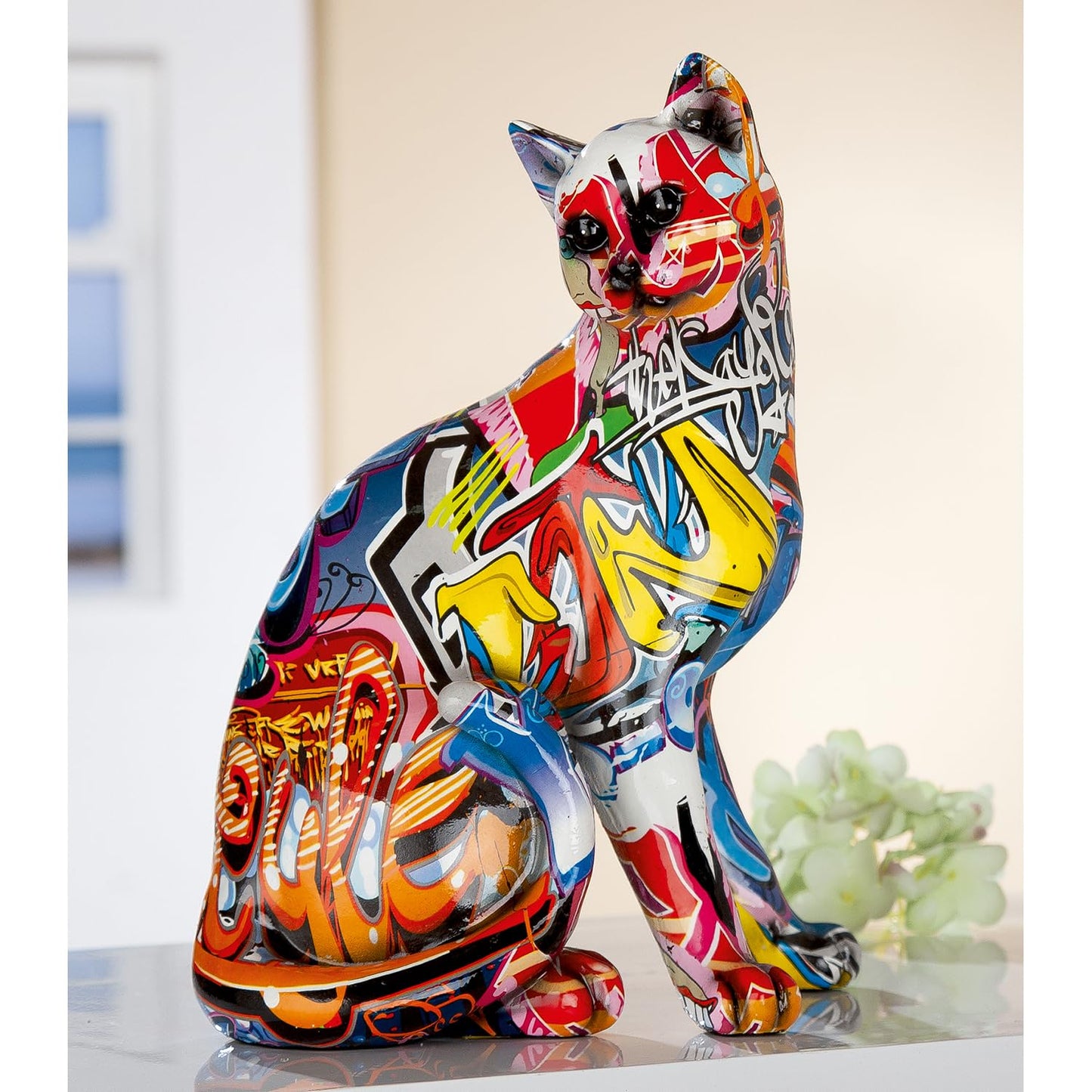 Casablanca - Cat figure decoration - Pop Art - Cat gifts - Sculpture - Height 29 cm - Width 21 cm