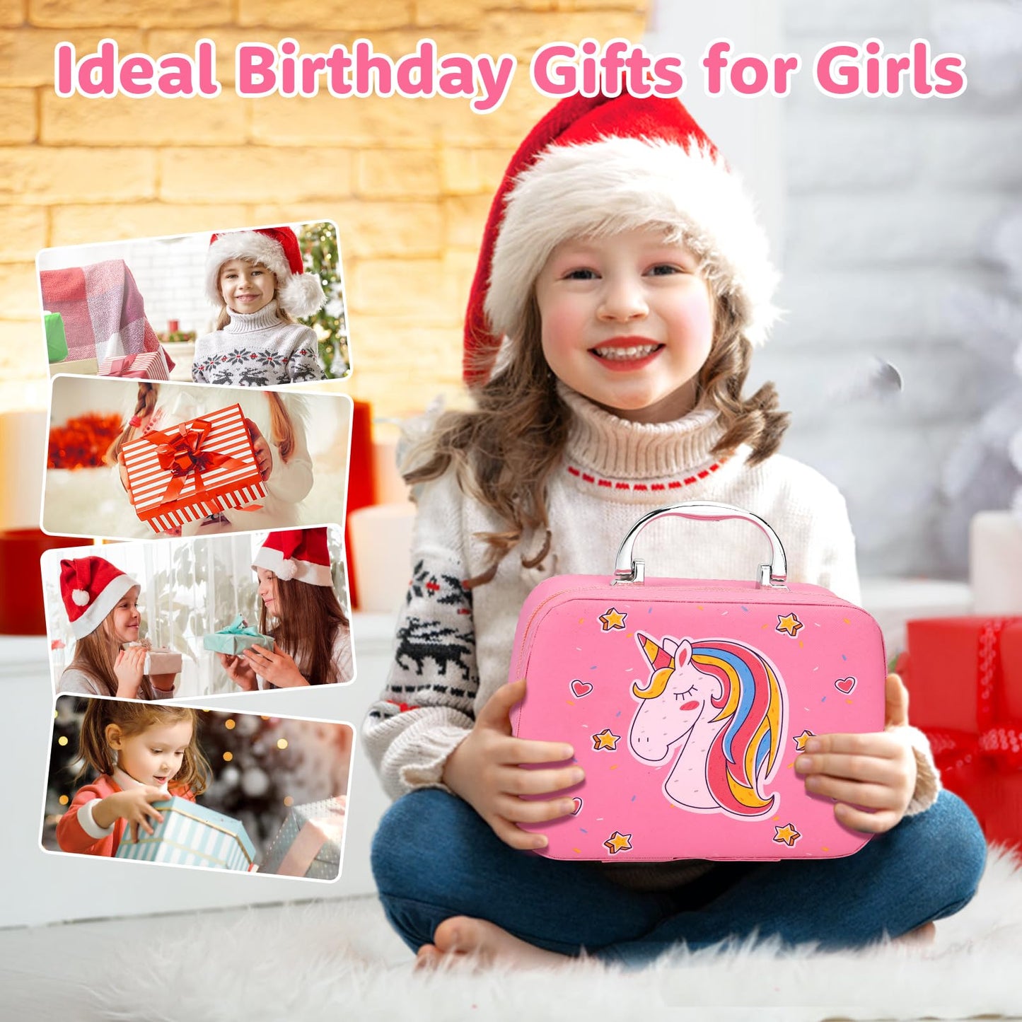 Flybay kids makeup set for girls, washable makeup for children, makeup case for girls, elementary school kids makeup kit, birthdays, Christmas gifts for kids 3, 4, 5, 6, 7, 8, 9, 10 years old.