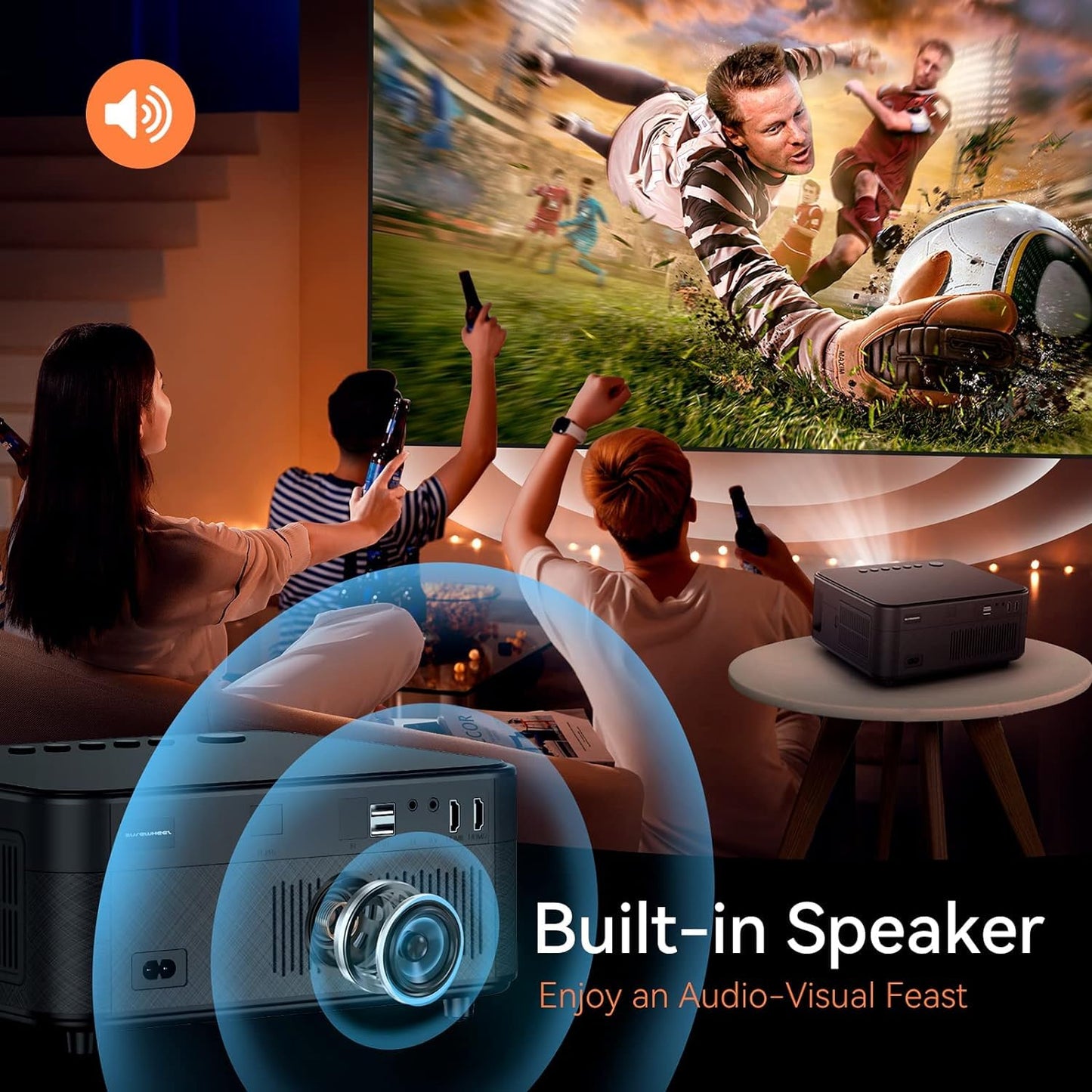 SUREWHEEL WiFi Projector 20000 Lumens Mini 5G Projector 4K Full HD 600-inch Home Theater Projector 4P&4D Keystone Correction/Zoom/Bluetooth Projector Compatible with Smartphone/Tablet/TV Stick/HDMI/USB (Black)