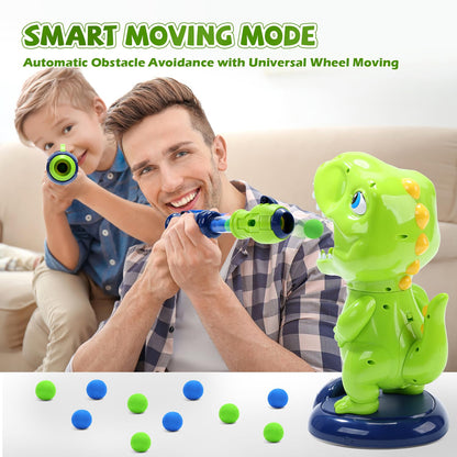 EagleStone Moving Dinosaur Shooting Toy for kids, target game with 2 air pump guns, party toy with score display, LED and sound, gift for boys and girls.