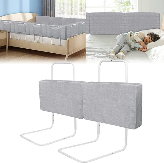 ACXIN 2 x Baby Bed Rails Guardrail Fall Prevention Bed Guard Adjustable Height Kids Bed Rail for Co-Sleeping and Toddler Bed (Linen Gray, 60cm)