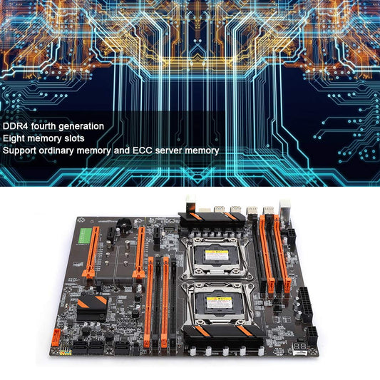 Tonysa X99 Dual Server Motherboard, backside 4 USB3.0 Gigabit network card 8 memory slot motherboard Support 4th gen 8*DDR4 DIMM 3000/2666/2400/2133MHz Server Motherboard for computer.