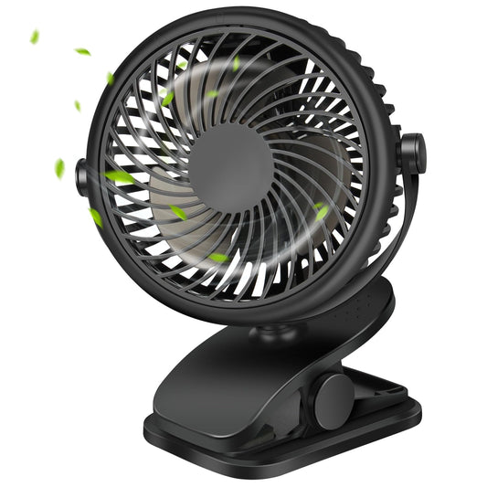 GMGXX USB fan, Portable 4800mAh battery fan, Mini fan with clip & 3 speeds, 720° rotatable fan quiet for bedroom, office, car, camping, stroller
