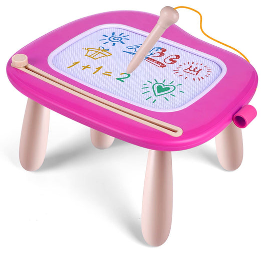 Smashagon children's toy for ages 1 and up, Magnetic drawing board Colorful doodle board with 4 legs for kids Gift for 1 2 3 years old Girl Boy Toy (Rose)