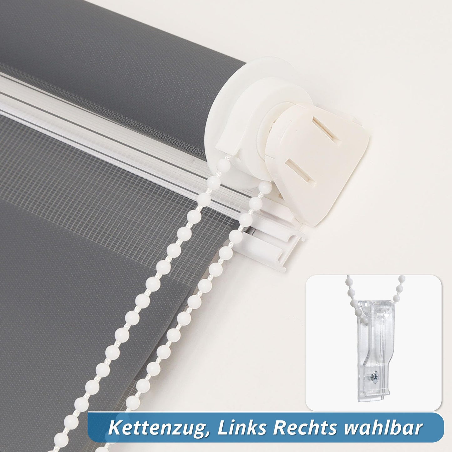 Bobodeco double roller blind clampfix without drilling Duo blinds for windows with clamp carrier, window blind translucent & blackout wall mounting privacy- anthracite B110 x H120cm (fabric width 106cm)
