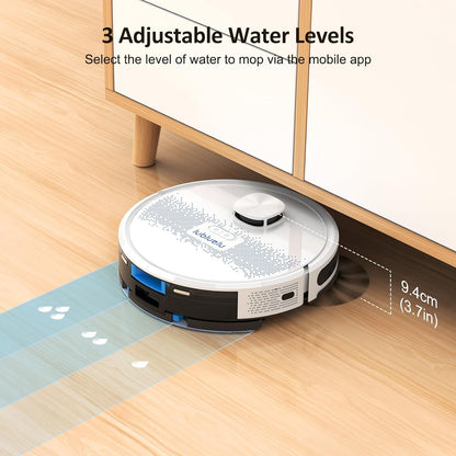Lubluelu robot vacuum with mopping function 3-in-1, 4000Pa suction robot with laser navigation and 5 maps, 55 dB robot vacuum with app control, perfect for pet hair, carpets, hard floors, white (SL60D)