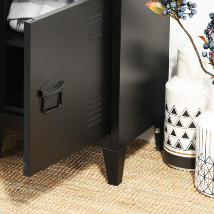 Small storage cabinet, steel cabinet, file cabinet, freestanding with 4 sturdy metal legs & scratch-resistant powder-coated surface, compact yet spacious, black, 30*40*57cm.