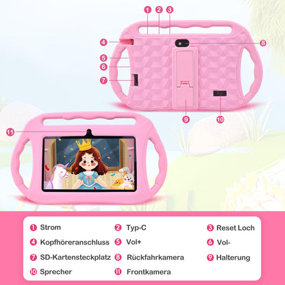 Veidoo Kids Tablet 7 Inch Android 32GB, WiFi, GMS, Dual Camera, Parental Control, Educational Learning Toddler Tablet with Silicone Case