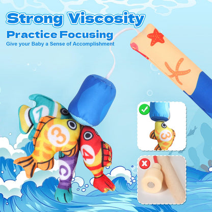 Jerry Montessori toy from 1 year-Angel game children's toy, baby toy for 6-12 months fine motor skills toy from 1 year, sensory learning games fish fishing game, gift boy girl.