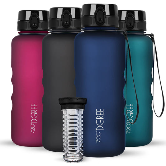 720°DGREE Bottle 1.5l "uberBottle" softTouch + Fruit Infuser - BPA-Free - Water Bottle for Gym, Fitness, Outdoor, Hiking - XL Tritan Sports Bottle: Large, Lightweight, Impact Resistant, Reusable