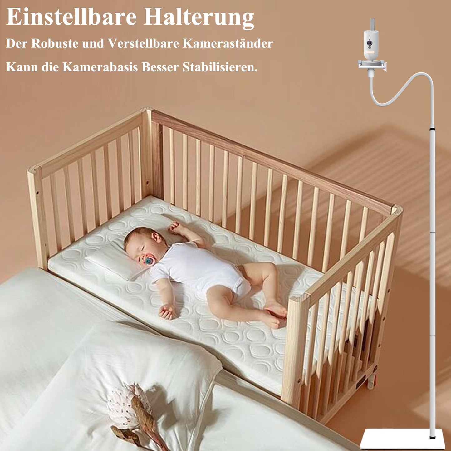 Derebir Baby Monitor Holder Stand for GHB, Philips Avent SCD923/26, SCD843/26, momcozy, Blemil, HelloBaby, Jeeber, BOIFUN 6T/Camera. Flexible floor multi-function stand Baby Monitor Holder Mount (68.8 inch)