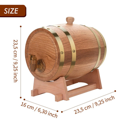 Greensen Oak Barrel 3L Wooden Barrel Wine Barrel Personalized Design Wood Whisky Barrel Liqueur Liquor Barrel for Home, Bar, Party, and Banquet, Birthday Gift