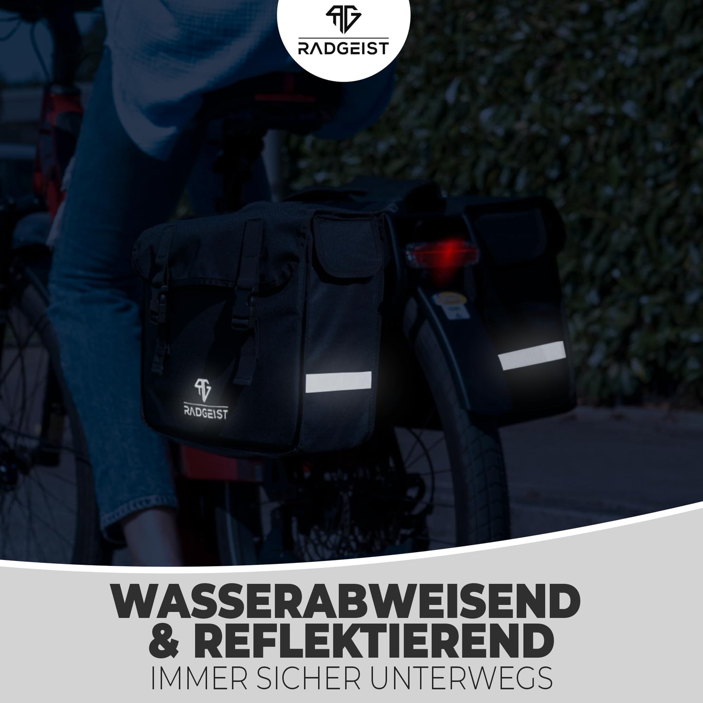 RADGEIST Double Pannier for luggage rack I Double bicycle bag I Luggage rack bag Double bag for bike 30L