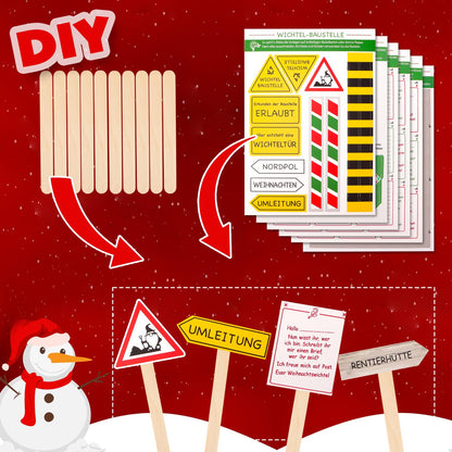 PRAY 52 Piece Elf Door Set with letters, construction site, mailbox, boots, wreath, ladder Elf Accessories Christmas Elf letters Christmas Elf Advent Calendar Children's Decoration