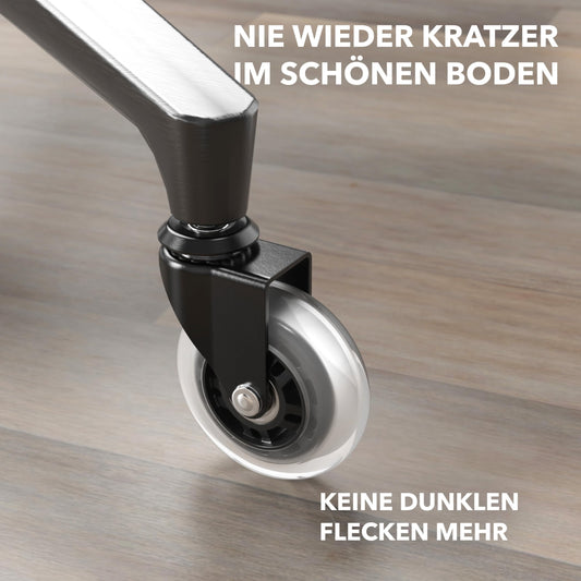 XeloTech 5-piece set of hard floor casters for IKEA office chair - 10mm x 22mm stem - Very quiet office chair casters - No more floor protection mat - No scratches on the floor with these premium casters.