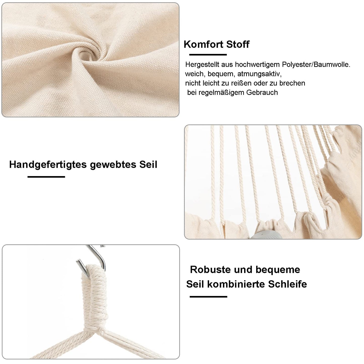 Hanging chair for outdoor, hanging chair for indoor with 2 pillows, hanging chair without stand up to 150 kg, swing chair for adults, hanging seat for indoor, outdoor, bedroom, and garden.