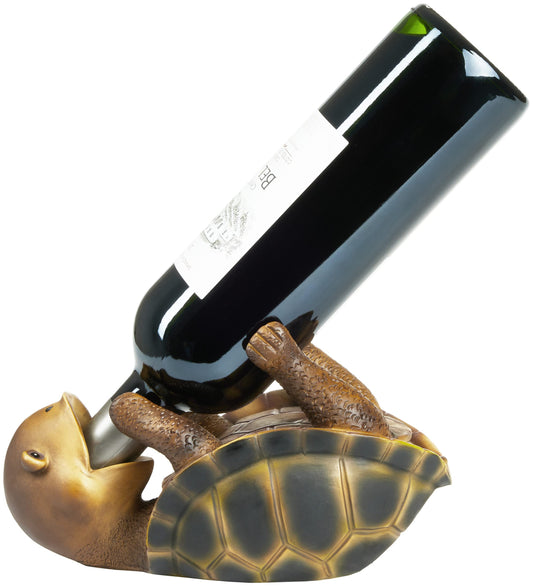BRUBAKER wine bottle holder thirsty turtle - Drinking Animals bottle holder - Funny bottle stand - Sea turtle decor figure hand-painted bar wine accessory - Funny wine gift