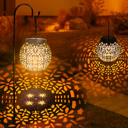 Outdoor solar lantern, BrizLabs 2 pack balcony solar lamp for outdoor garden hanging solar lights waterproof IP65 for garden pathway patio porch lawn yard Christmas warm white