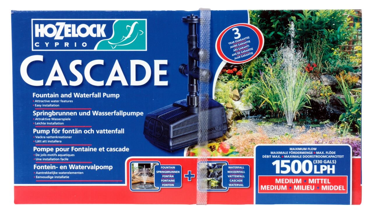 Hozelock Fountain & Waterfall Pumps Cascade Fountain and Waterfall, Black, 1500 Liters per Hour