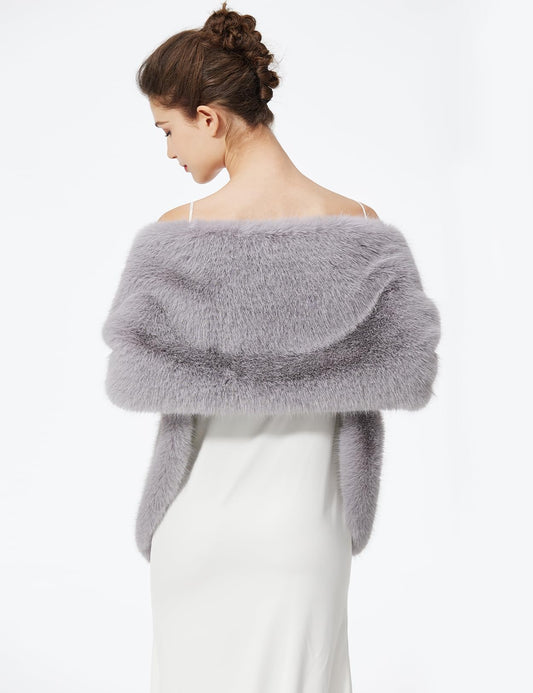 BEAUTELICATE faux fur stole shawl women's bolero fake fur bridal shawl bridal stole bride jacket for evening gown winter wedding festive