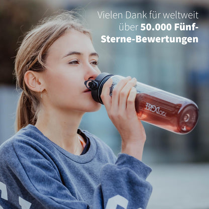 720°DGREE water bottle 650ml "uberBottle" crystalClear +infuser - BPA-free - Leak-proof bottle for kids, school, university, sports, gym, fitness - Tritan sports bottle - Lightweight, shockproof.