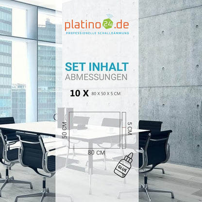 Platino24 Basotec G+ I Acoustic Panels 10 Pieces I Stylish Wall Panels in Light Grey I High-Quality Foam Acoustic Panels I Soundproofing Panels for Office, Studio & Home.