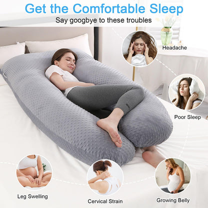 SHANNA Pregnancy Pillow U-Shape Side Sleeper Pillow Nursing Pillow Feeding Pillow with Minky Dot Cover, Large Support Pillow, Comfort Pillow for Adults, Body Pillow for Sleeping and Motherhood.