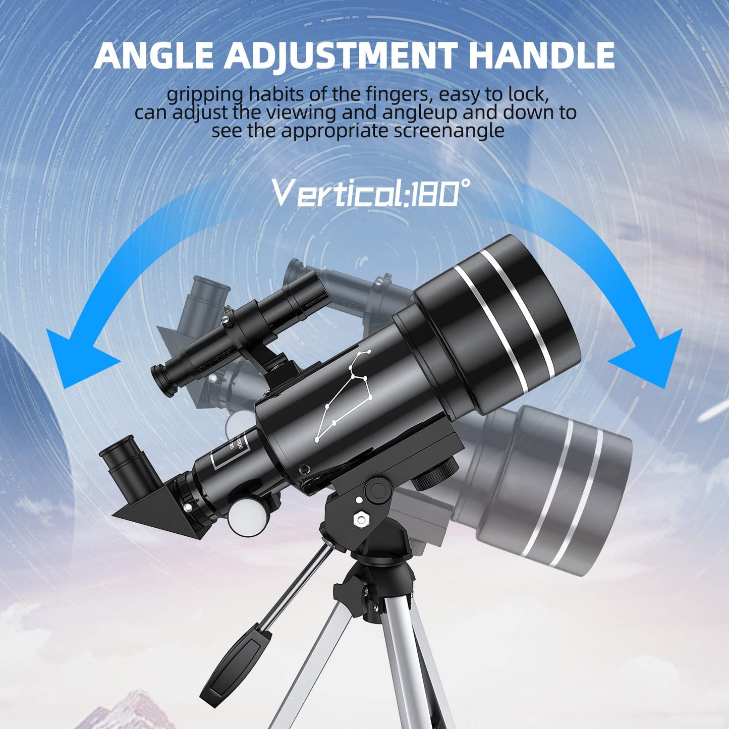 Telescope for children, astronomy telescopes, 70mm aperture, 300mm AZ mount, telescopes for adults, telescope for kids beginners with tripod, backpack