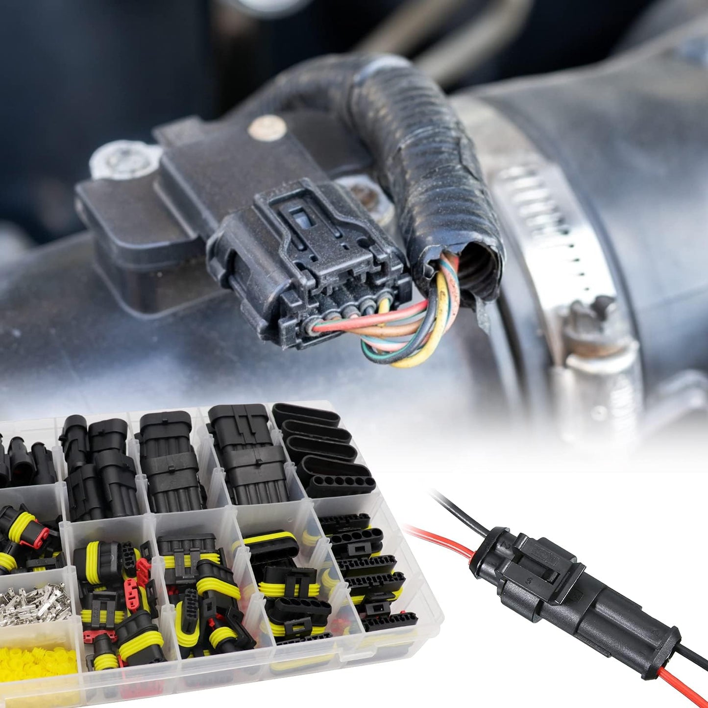 740pcs car plugs, car connectors, waterproof car plugs, waterproof plugs 12v, with crimping tool, 1/2/3/4/5/6 pin car plugs, suitable for cars, motorcycles, boats, trucks.