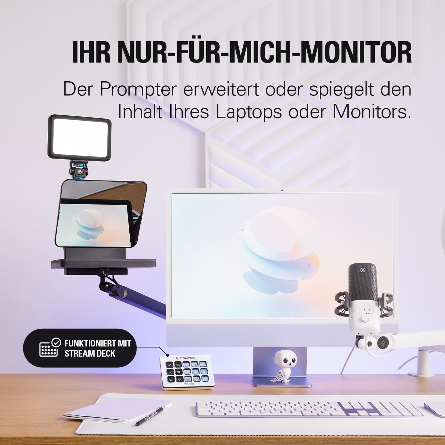 Elgato Prompter - Teleprompter with built-in screen for YouTube, Twitch, Zoom, Teams, and more, supports DSLR/Webcam/Smartphone, Drag&Drop monitor display, works with Mac/PC & Stream Deck.