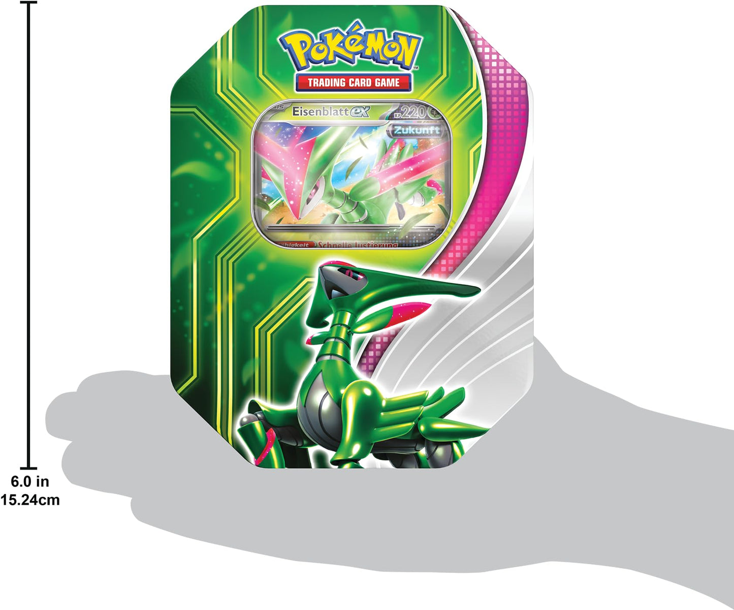 Pokémon Trading Card Game: Tin Box Paradoxclash: Iron Blade-EX (1 holographic promo card & 4 booster packs)
