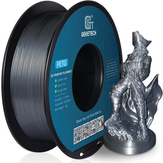 GEEETECH PETG Filament 1.75 mm 1kg Spool for 3D printers, Silver