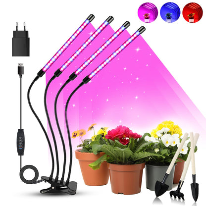 Niello Plant Lamp LED, Plant Light 80 LEDs Growth Lamp Growing light Full Spectrum with 10 Levels, 3 Modes, 4 Heads Growth Lamp with Timer for Gardening