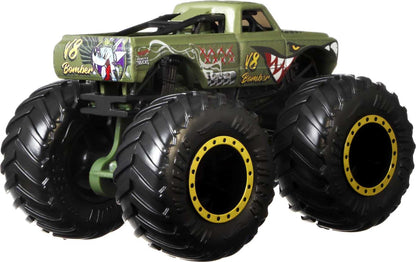 Hot Wheels GBP23 - Monster Trucks 1:64 Die Cast Assortment with huge wheels, gift for kids aged 3-6, includes 4 toy cars, Black, 4-pack