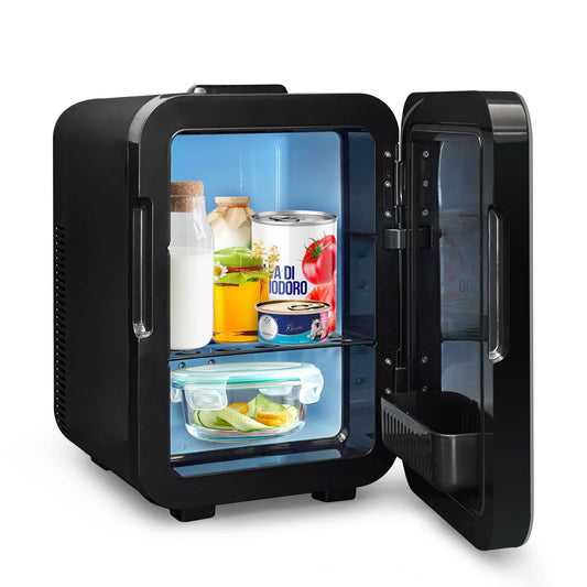 Enventor Mini Fridge 10 Liter, Cooler and Warmer, 220V AC + 12V DC, Portable Mini Fridge with LCD Temperature Display for Car, Travel, Cosmetics, Drinks, Food (Black)