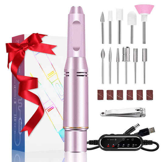 Electric nail file for Mother's Day Rechargeable 30000 RPM Professional Electric Nail Drill, metal nail drill with adjustable speed for manicure and pedicure.