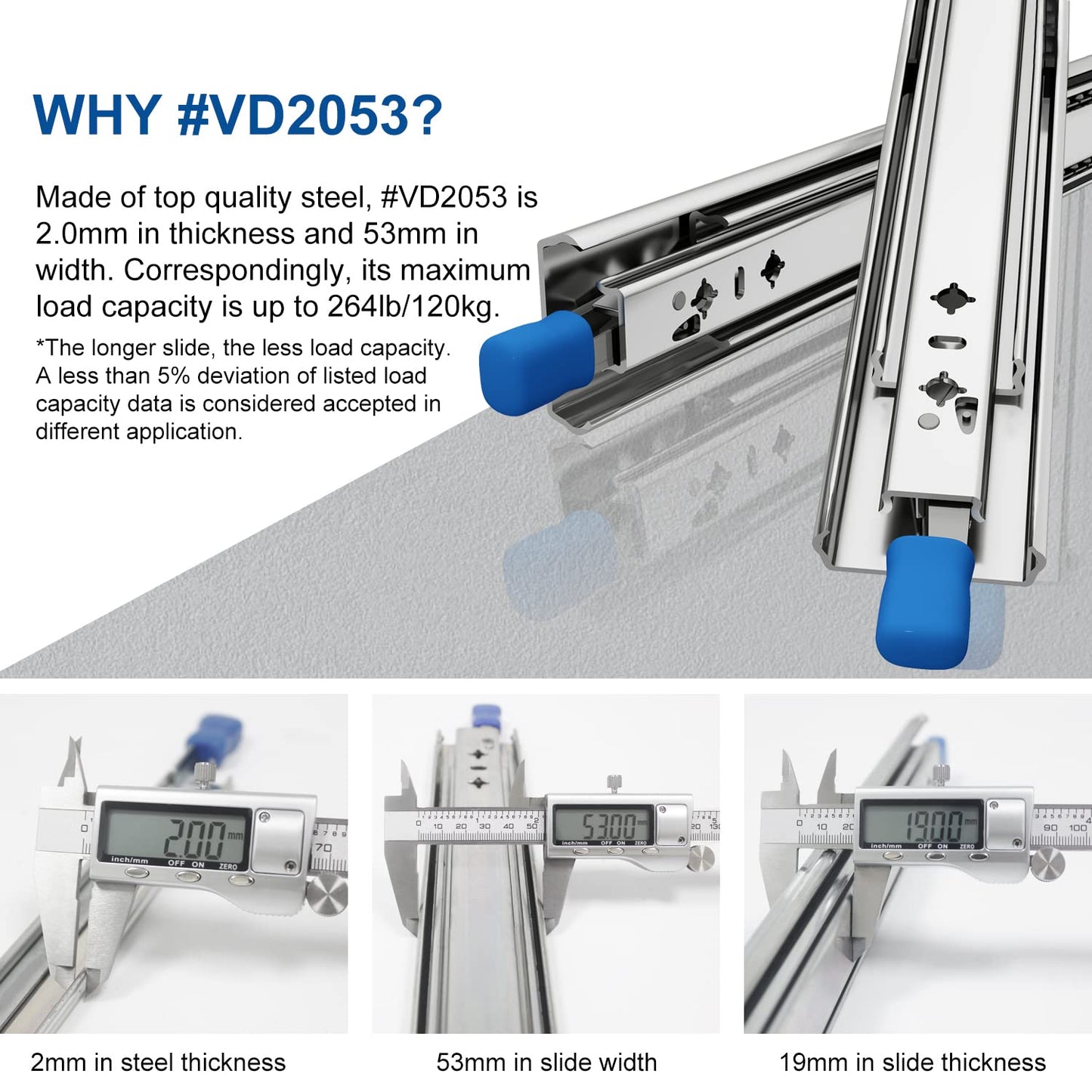 VADANIA drawer slides with lock 800mm, 71kg load capacity Heavy duty full extension ball bearing Side mount #VD2053, 1 pair