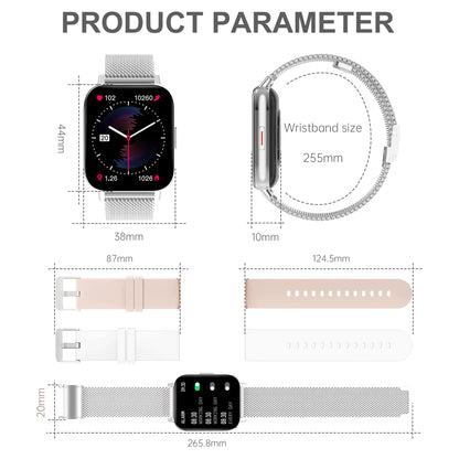 Women's smartwatch with phone function 1.69" personalized screen fitness watch for women with pedometer, calorie counter, heart rate monitor, sleep tracker, menstrual cycle tracker, SpO2. Smart Watch compatible with iOS and Android.