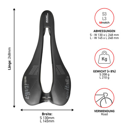 Selle Italia SLR Boost TM Superflow - Bicycle saddle with classic SLR design, comfortable gel road bike saddle and Superflow cutout, carbon fiber shell, 2.48L x 1.3W m