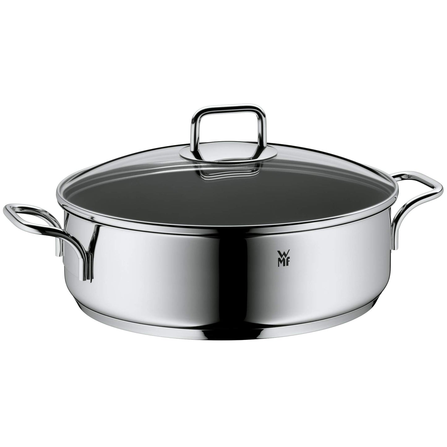 WMF 28cm high-sided frying pan, induction roaster, covered stew pot 5.0L, induction pan, Cromargan coated stainless steel, oven-safe, non-stick coated, high rim.