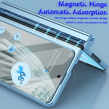 Miimall phone case Compatible with Google Pixel Fold, Tough PC Material, Protective Cover with Screen Protector, Camera protection, Hinge protection, Stand + Pen, Blue