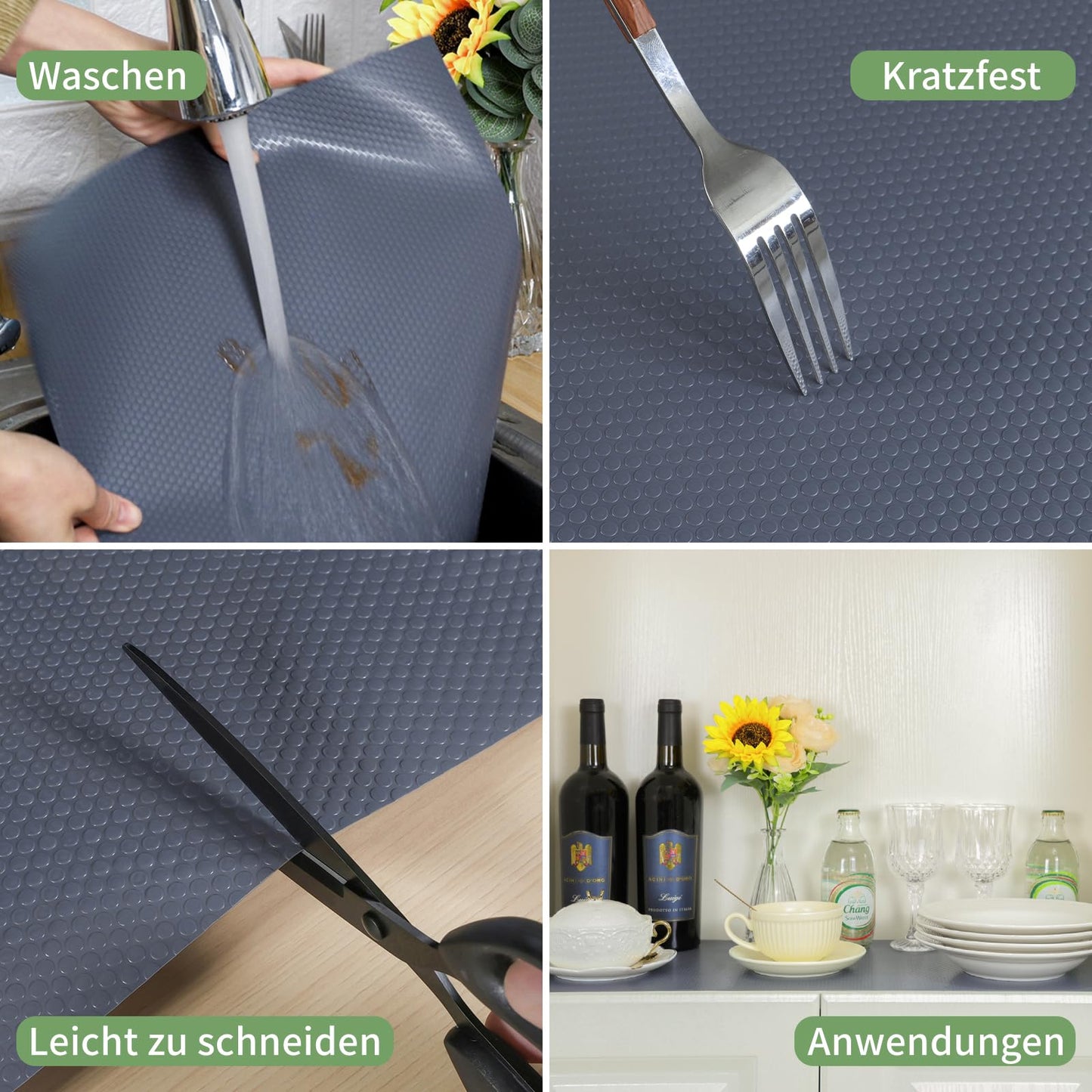 wohomuke Drawer Mat 50x600cm Kitchen Mat for Drawers Drawer Liner Cuttable Eva Refrigerator Mats For Drawers Shelves Cabinet Refrigerator (Gray, 50cmx6m)