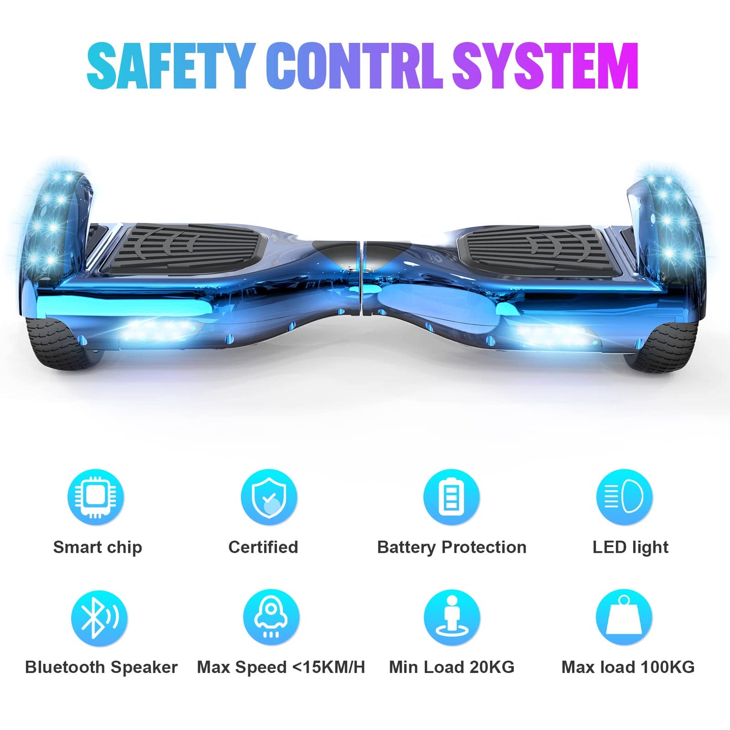 FUNDOT Hoverboards with seat, Hoverboards with Hoverkart, Go Kart 6.5 inch, Hoverboards with stylish LED lights, Hoverboards with Bluetooth speaker, Gift for kids